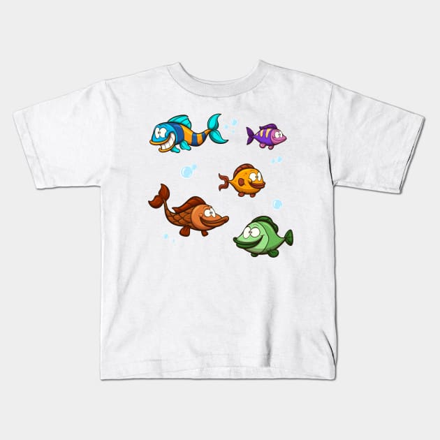 Fishes Kids T-Shirt by TheMaskedTooner